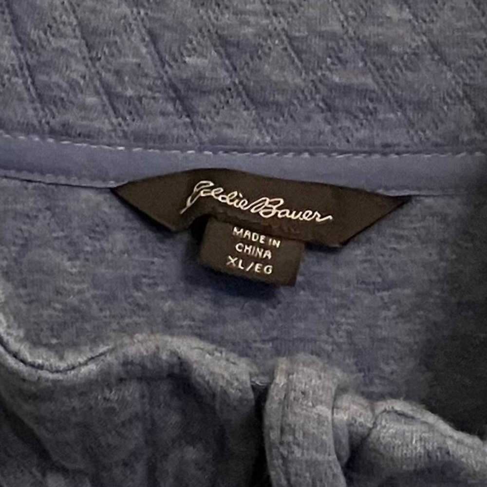 Eddie Bauer Women's Heathered Colony Blue Quilted 1/2 Zip Pullover Used- Size XL - Picture 6 of 8